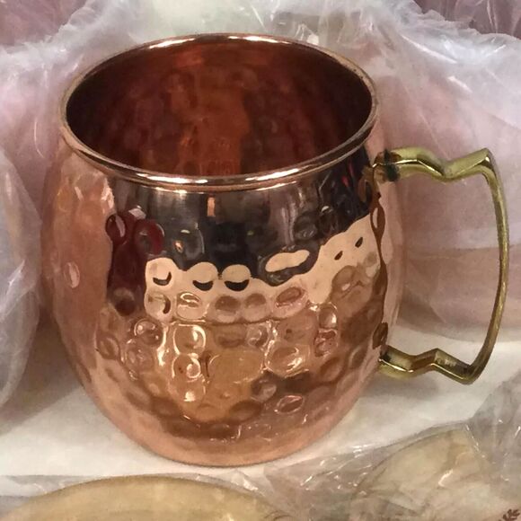 Copper Cure Moscow Mule 16 Oz Hammered Mug x4 +Coasters +Straws-New-Box Gift Set - Picture 5 of 8